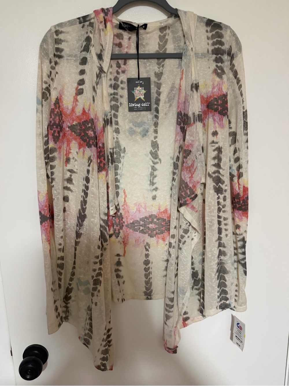 Living Doll Cream Skirt with Pink & Gray Pattern